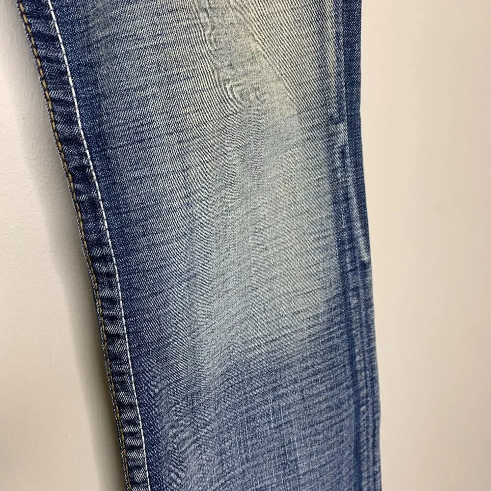 Big Star Womens Maddie Boot Mid-rise Jeans Y2K Button‎ flap Pockets Faded 33x30